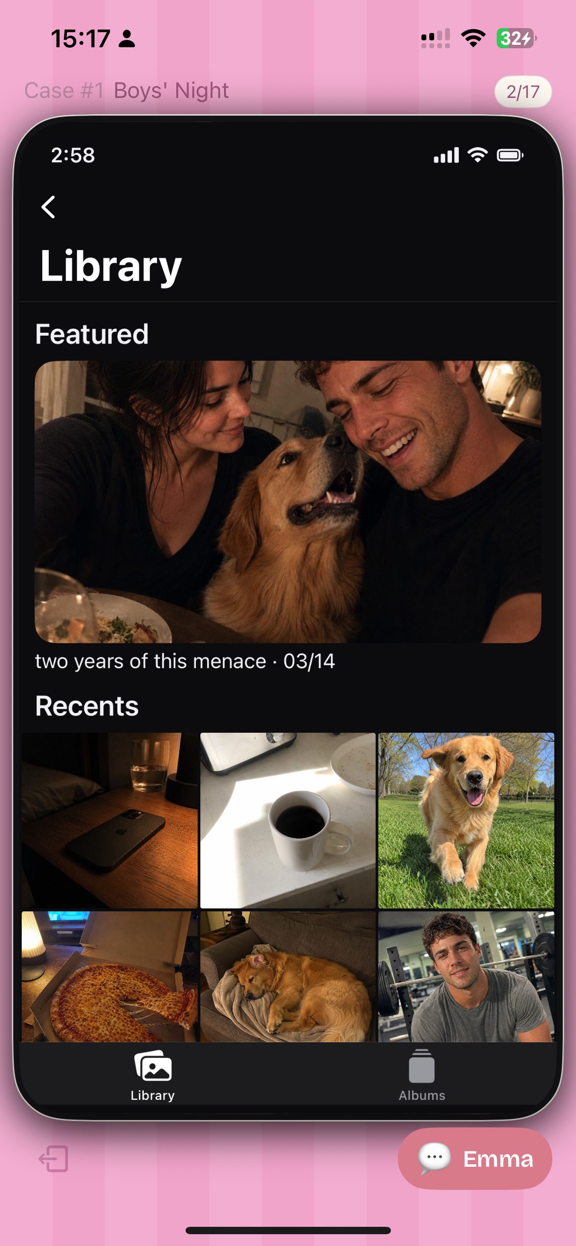 The suspect’s photo library with recent evidence
